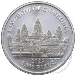1 oz Cambodia - Asian Elephant 2023 .999Ag colored