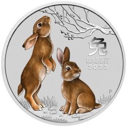 2 oz Lunar 3 Year of the Rabbit 2023 BU kolorovaná