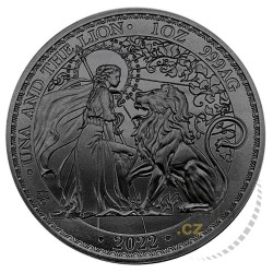 1 oz Una and the Lion 2022 Black Platinum .999 Ag