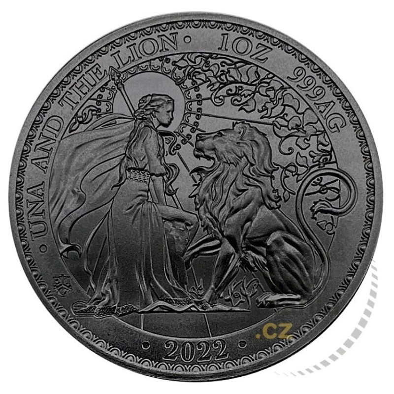 1 oz Una and the Lion 2022 Black Platinum .999Ag