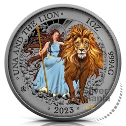 1 oz Una and the Lion 2023 Antiq + color + numbered