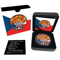 silver coin 1 oz Czech Lion 2023 BU Black Platinum CZ Flag