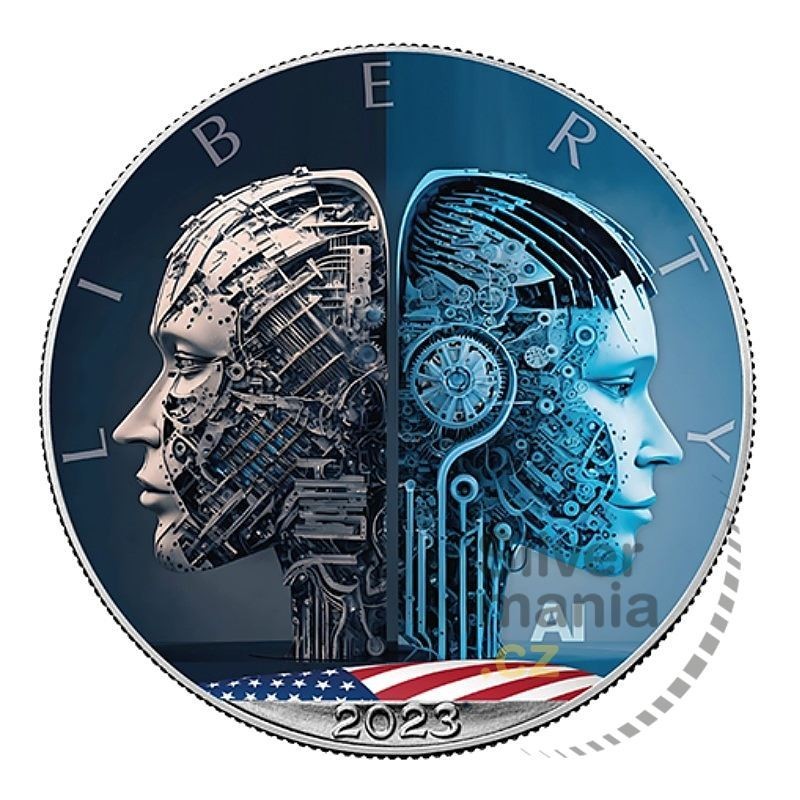 1 oz American Eagle AI Human or Machine 2023 colored