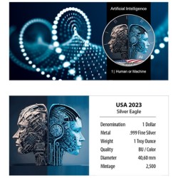 1 oz American Eagle AI Human or Machine 2023 colored