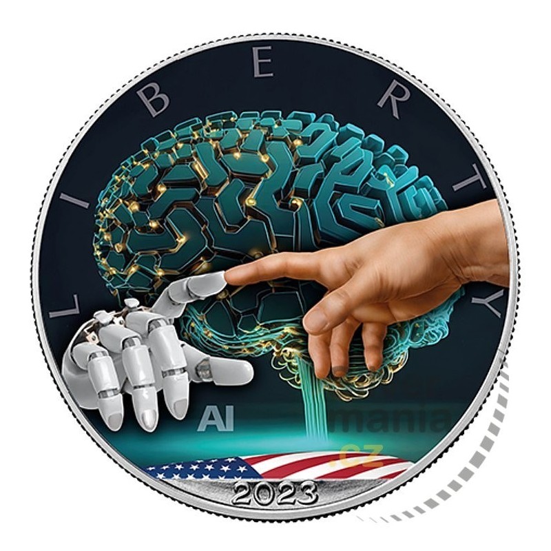 1 oz American Eagle AI Konektivita 2023 kolorovaná